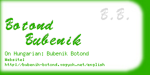 botond bubenik business card